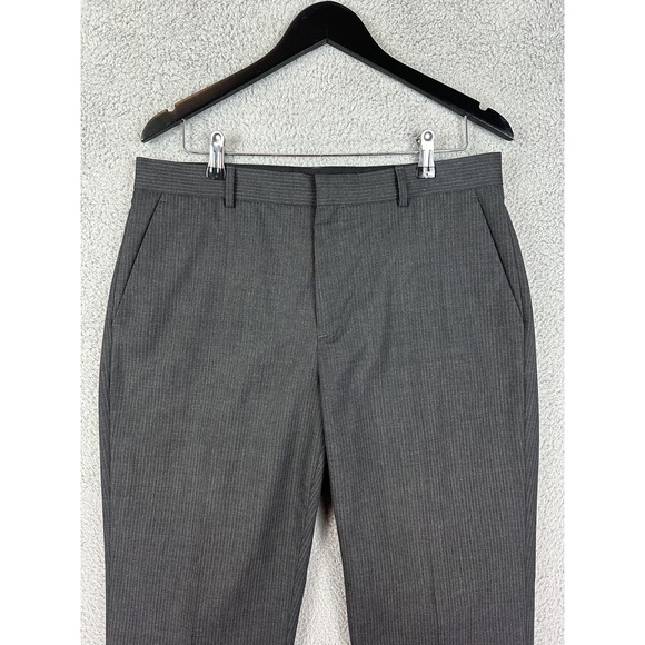 Calvin Klein Pants Mens 34x30 Gray Pinstripe Wool Blend Dress Flat Front Suit - Picture 1 of 9